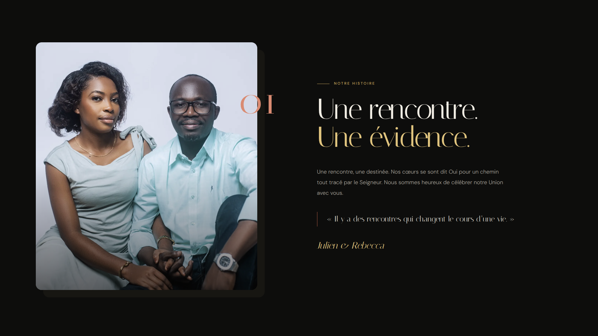 Section Notre histoire du mariage de Julien et Rebecca